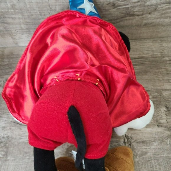 The Disney Store Sorcerer Mickey Mouse Plush Fantasia Blue Hat Red Cloak 22" Tal - Picture 9 of 11